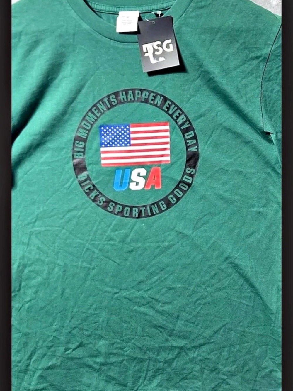 DSG Olympic Tee Mens Small Green USA Flag Graphic T-Shirt NWT